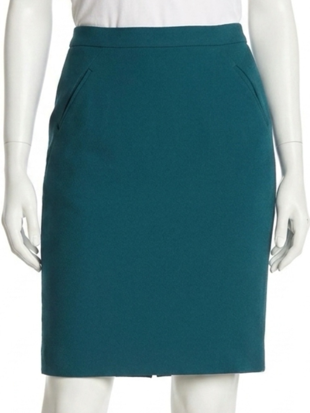 LOFT • Teal Blue Emerald Green Pencil Skirt Front Slit Pockets Size 0